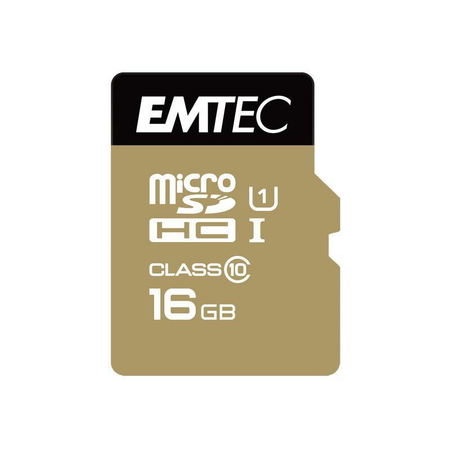 Microsdhc 16gb Emtec +Adapter Cl10 Gold+ Uhs-I 85mb/S Blister