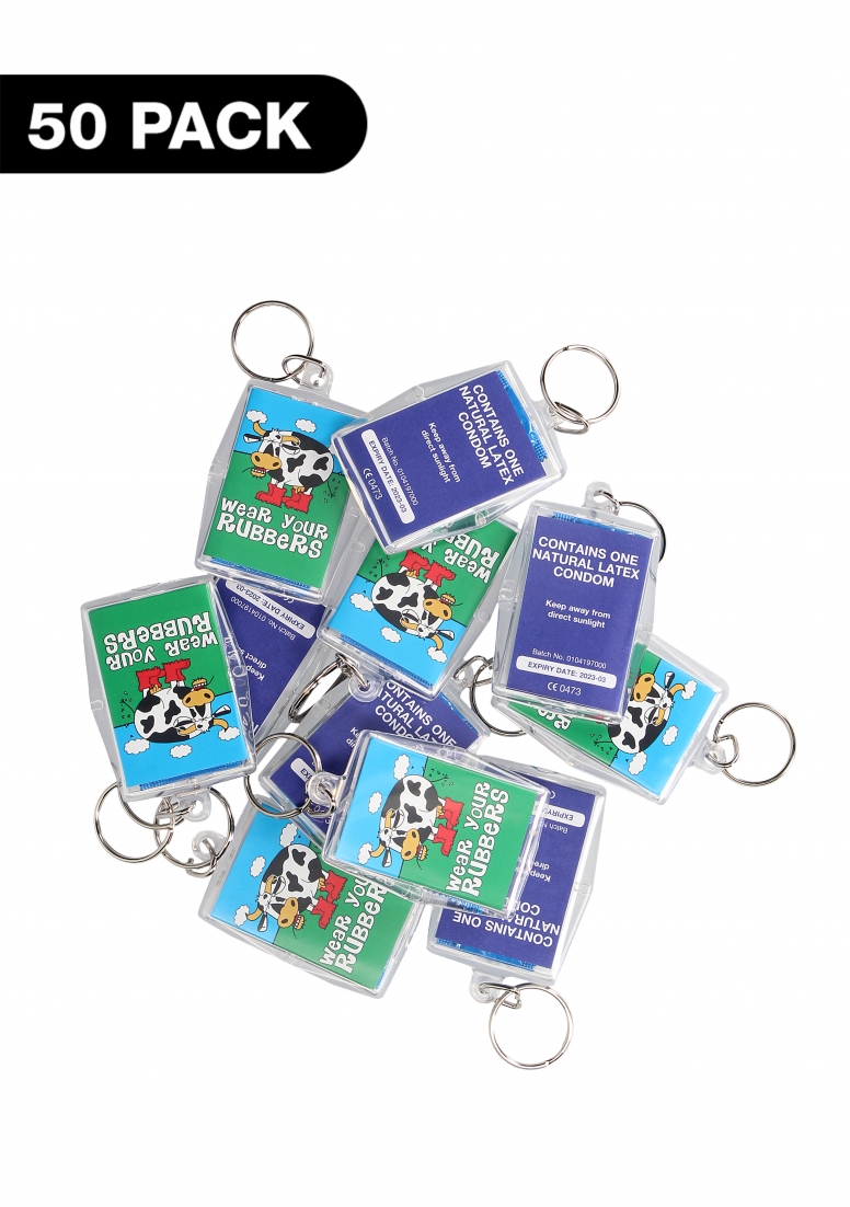 Condoms Key Rings- Wear Your Rubbers - 50 Pack