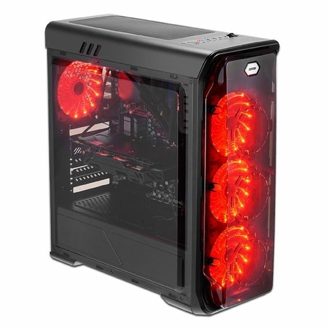 Lc-Power Gaming 988b Red Typhoon Midi Tower Gaming Case With Side Window