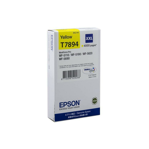 Epson C13t789440 Ink Cartridge T7894 Xxl Yellow 4,000 Pages