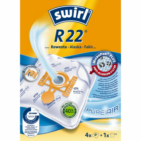 swirl r 22 micropor plus airspace vacuum cleaner bag (pack of 4)