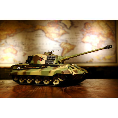 Rc Tank German King Tiger - Henschel Tower 1:16 Heng Long With Smoke And Sound, Metal Gear+Metal Tracks+2.4ghz -Pro