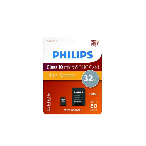 Philips Microsdhc 32gb Cl10 80mb/S Uhs-I +Adapter Retail