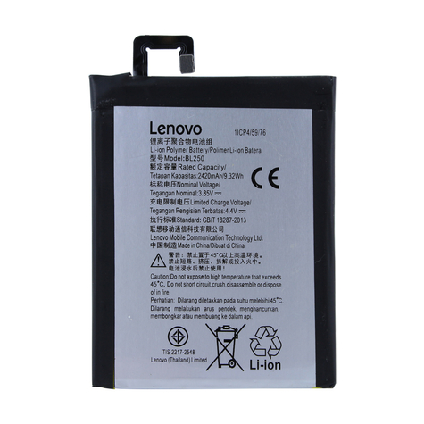 Lenovo Liionpoly Battery Bl250 Vibe S1, S1a40, S1c50 2420mah
