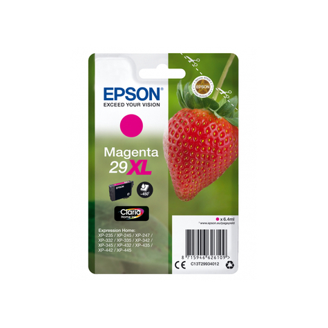 Epson Strawberry Singlepack Magenta 29xl Claria Home Ink - Original - Pigment Based Ink - Magenta - Epson - - Expression Home Xp-455 - Expression Home Xp-452 - Expression Home Xp-445 - Expression Home... - 1 Piece(S)