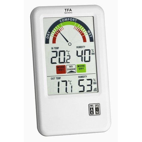 Tfa 30.3045 - White - Indoor Hygrometer - Indoor Thermometer - Outdoor Hygrometer - Outdoor Thermometer - Hygrometer,Thermometer - Hygrometer,Thermometer - Plastic - 1 - 99%.