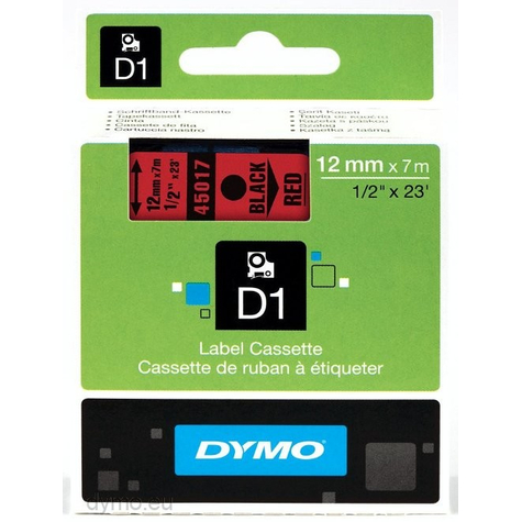 Dymo Standard D1 Tapes - Black On Red - Polyester - -18 - 90 °C - Dymo - Labelmanager - Labelwriter 450 Duo - Box
