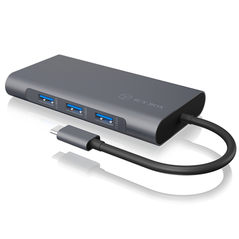 Icy Box Ib-Dk4040-Cpd - Wired - Usb 3.0 (3.1 Gen 1) Type-C - 3.5mm - 10,100,1000 Mbps - Anthracite - Black - Microsd (Transflash),Sd