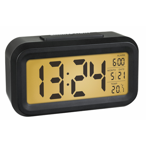 Tfa 60.2018.01 - Quartz Alarm Clock - Black - Plastic - 0 - 50 °C - Led - Orange