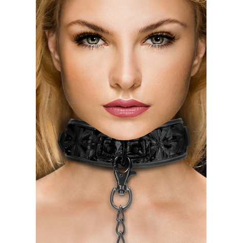 leash and collars luxury collar with leash - black